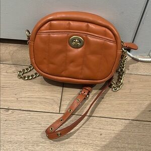Orange Leather Crossbody Bag